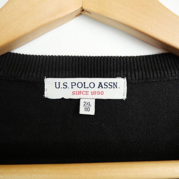U.S. Polo Assn Men's Black Crew Neck Pullover 100% Cotton Sweater Size XL - Picture 9 of 13